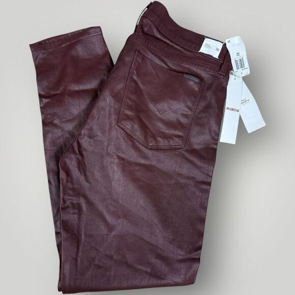 HUDSON JEANS Burgundy Krista Wax-Coated Skinny Jeans | NWT | Size 32 - Picture 4 of 8
